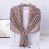 Ethnic Style Blue and White Porcelain Cotton and Linen Scarf, Women's Artistic Shawl, Travel Sunscreen Scarf, Office Shawl