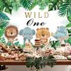 2D Watercolor Jungle Animals Backdrop for Baby Birthday Celebrations