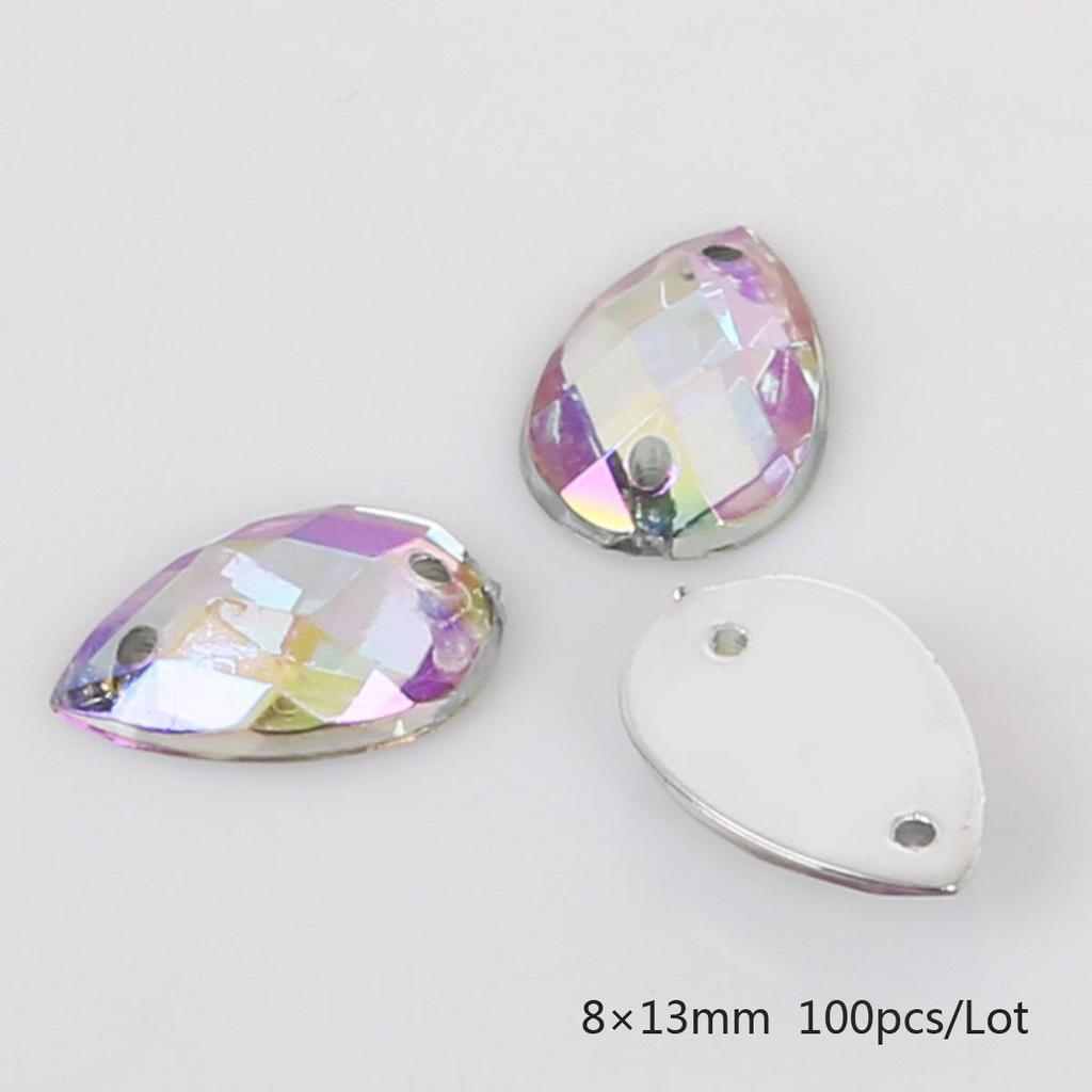 Teardrop Mesh Surface Flat-Bottom Acrylic Rhinestone for DIY Apparel & Jewelry