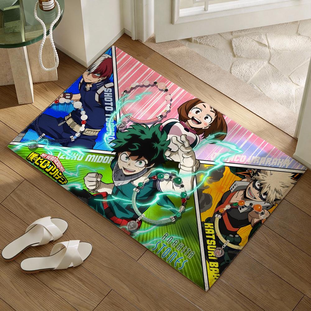 My animeHero A-Academia Floor Mat Soft Flannel Non-Slip Door Mat - Thickened Rug for Living Room Home Decor