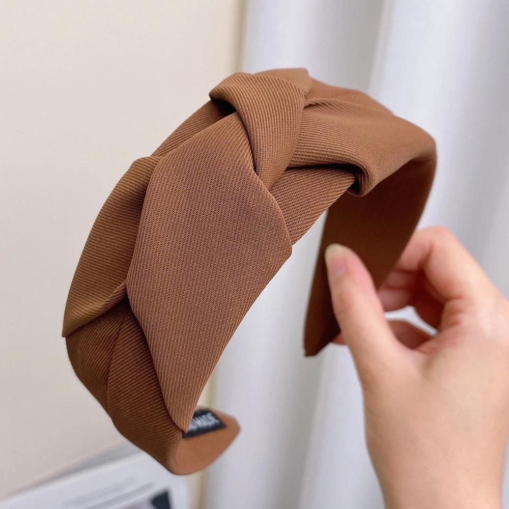 Girls Vintage Hair Bands Cloth Wide Hairband New Knotted Headbands for Women Headdress Soft Hair Hoop Hair Accessories Headwear