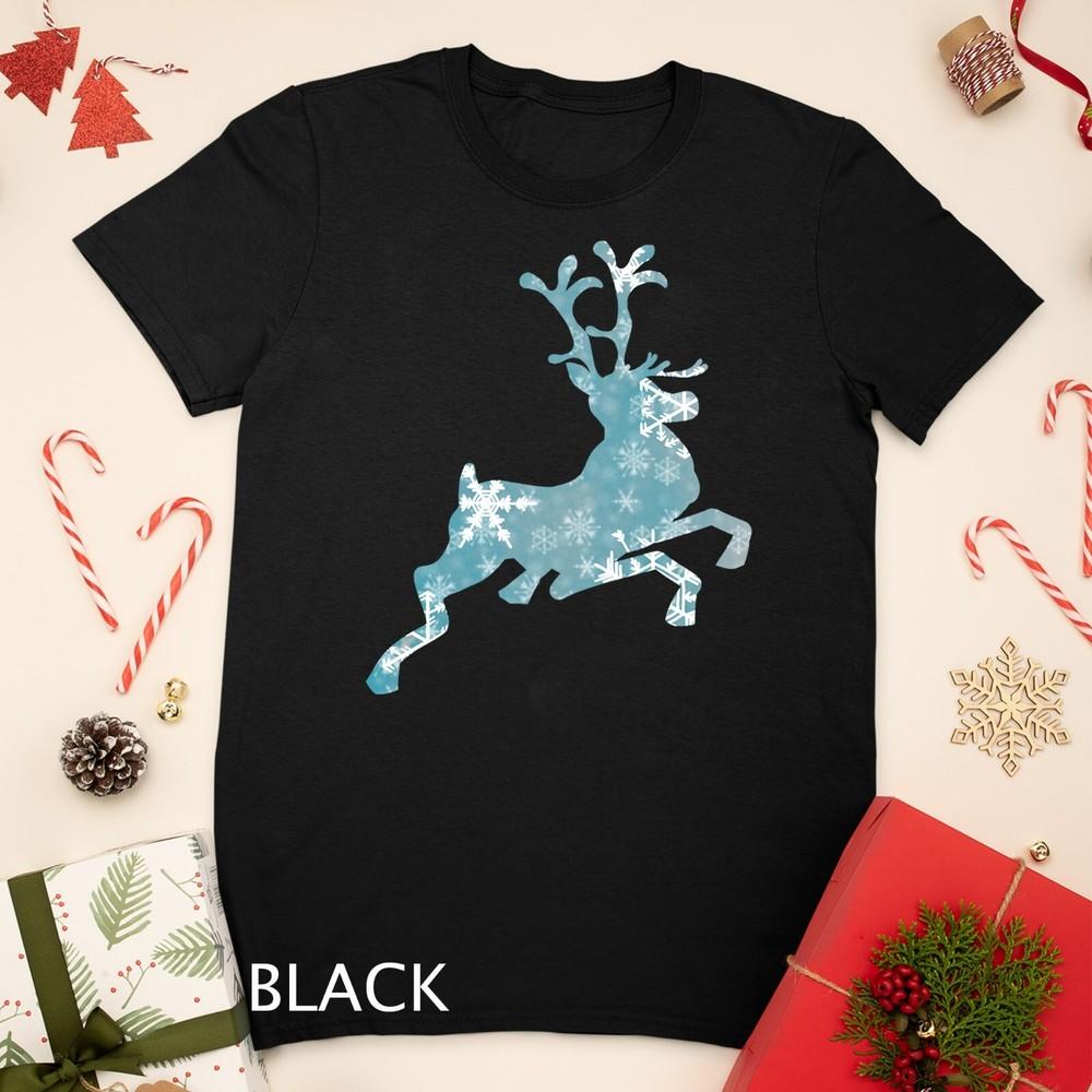 

Reindeer Snowflakes Silhouette Christmas Holiday Season Gift Unisex T-shirt L