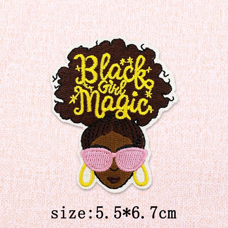 Black Girl Embroidery Patch Iron On Patches For Clothing Black Girl Magic Patches On Clothes DIY Sewing Ironing Patch Applique