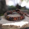 Freeform Shoushan Stone 5x7 Emperor Leather Woven Bohemian Bracelet