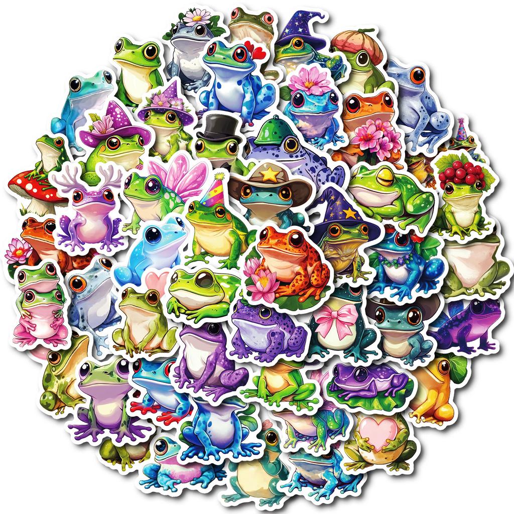 50PCS Cartoon Cute Silly Frog Graffiti Stickers, Waterproof DIY Decals for Phone Notebook