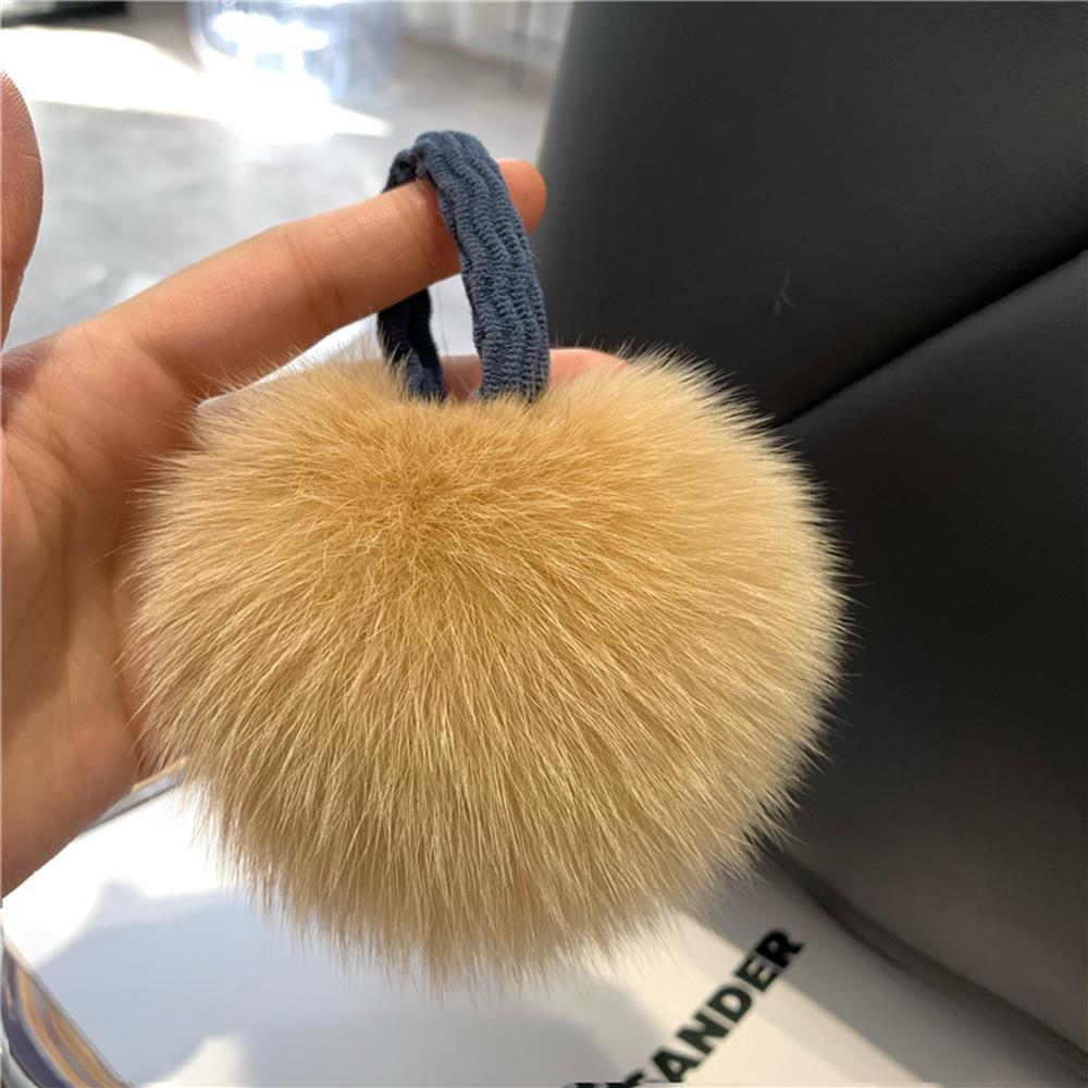 Real Fox Fur Ball Hair Bands Women Fluffy Hair Tie Rubber Band Girls Hair Accessories Winter Scrunchies