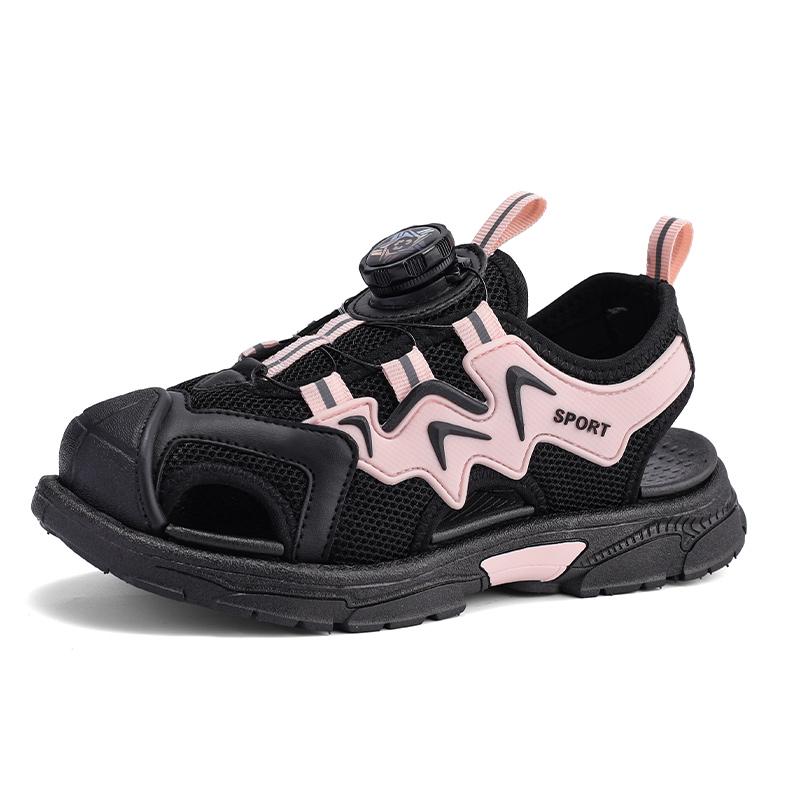 

31-39 Детские летние модные пляжные сандалии Baotou для отдыха на открытом воздухе, спортивная обувь 39 розовый/чёрный