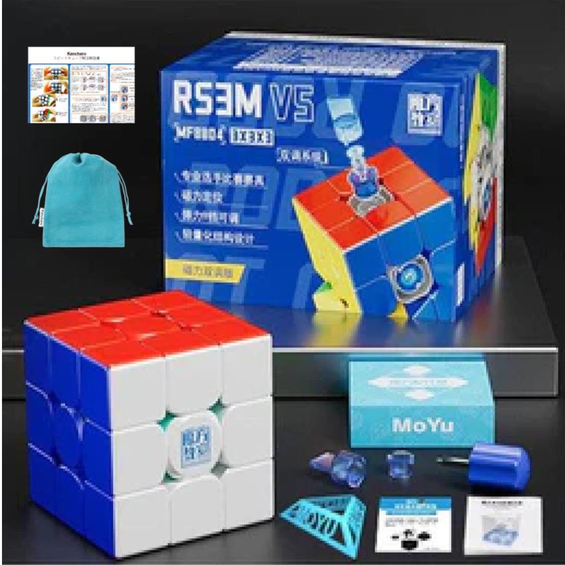 

Kancharo Moyu MFJS RS3M v5 3x3x3 Magnetic Dual Adjustment Version [Japanese Cube Strategy Guide & Pouch IncludedAuthentic] Cube for Competitions