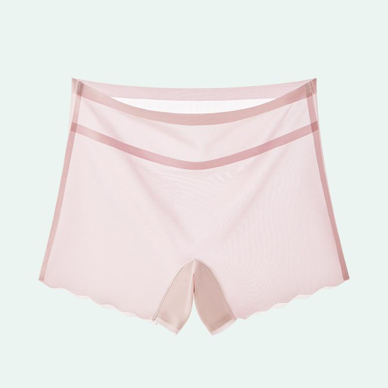 Plus Size Women's Summer Ice Silk Non Mark Quick Drying Breathable Cotton Crotch High Waist Flat Angle Briefs
