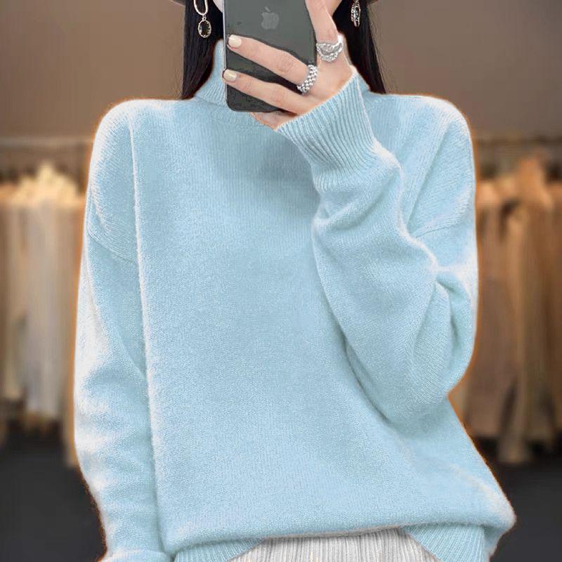 Women's Sweater Fall and Winter Thickened Turtleneck Women Loose Knitted Pullover Sweater Idle Style Bottoming Shirt Women