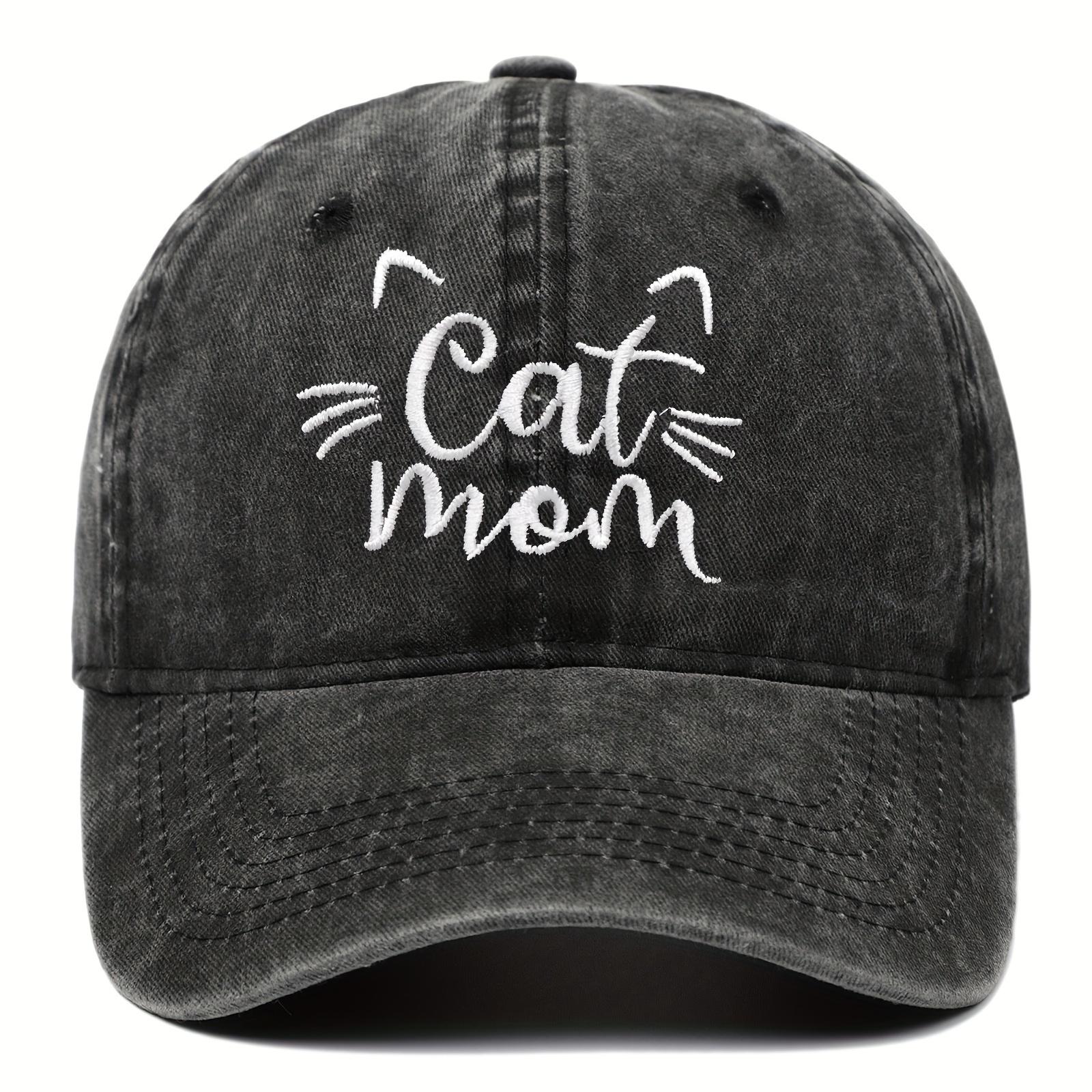 

Ladies Embroidered Cat Mom Baseball Cap Wash Cotton Adjustable Sunscreen Hat Birthday Gift Outdoor Spire Caps