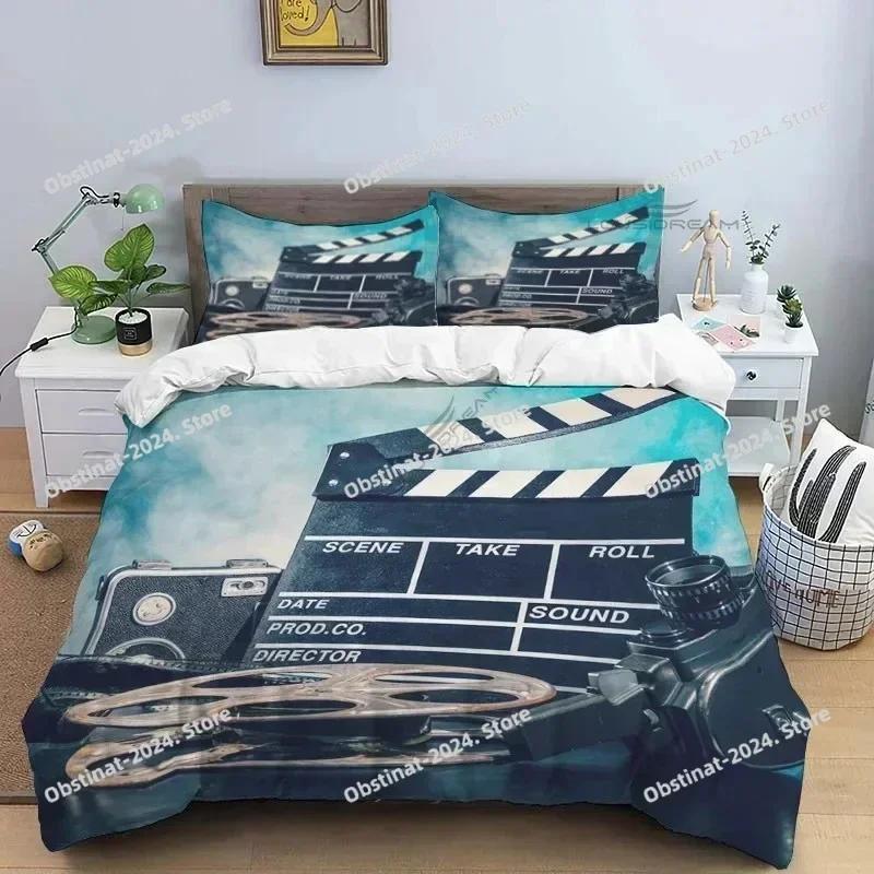 Movie Film Clap Board Patterns Bedding Set Printed Single Comforter Quilt Duvet Cover Pillow Case 3 Pieces Sets Kids Adult Size