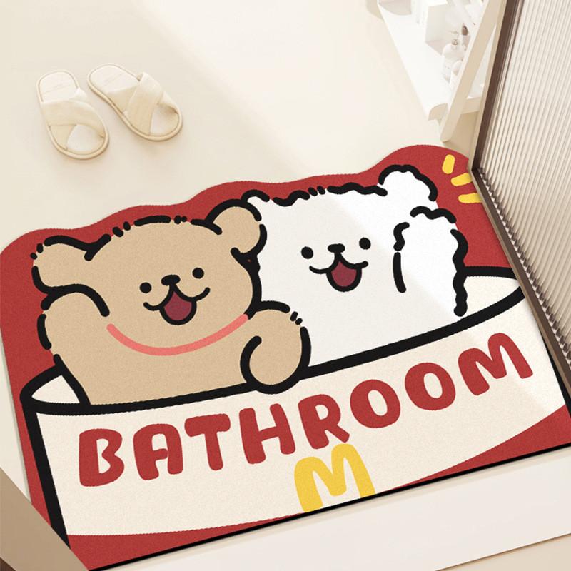 Modern Minimalist Cartoon Bathroom Mat With Water Absorbent Silicon Diatom Mud For Shower Floor Flooring