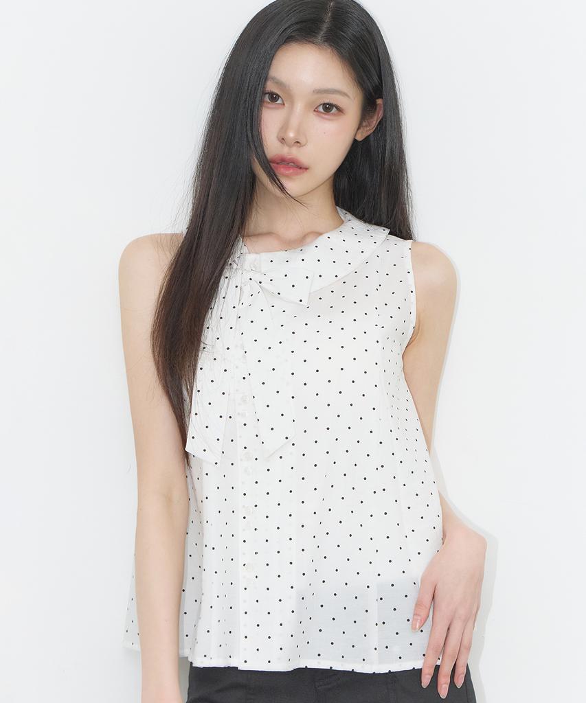 ILLIGO Rope Flare Blouse White Dot