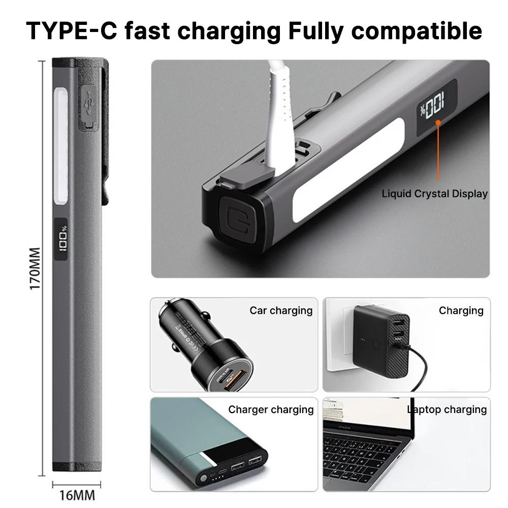 LED Portable Flashlight 120LM Medical Handy Pen Light with Pen Clip 400mAh Working Inspection Ranging Medical Pen Pupil Lamp