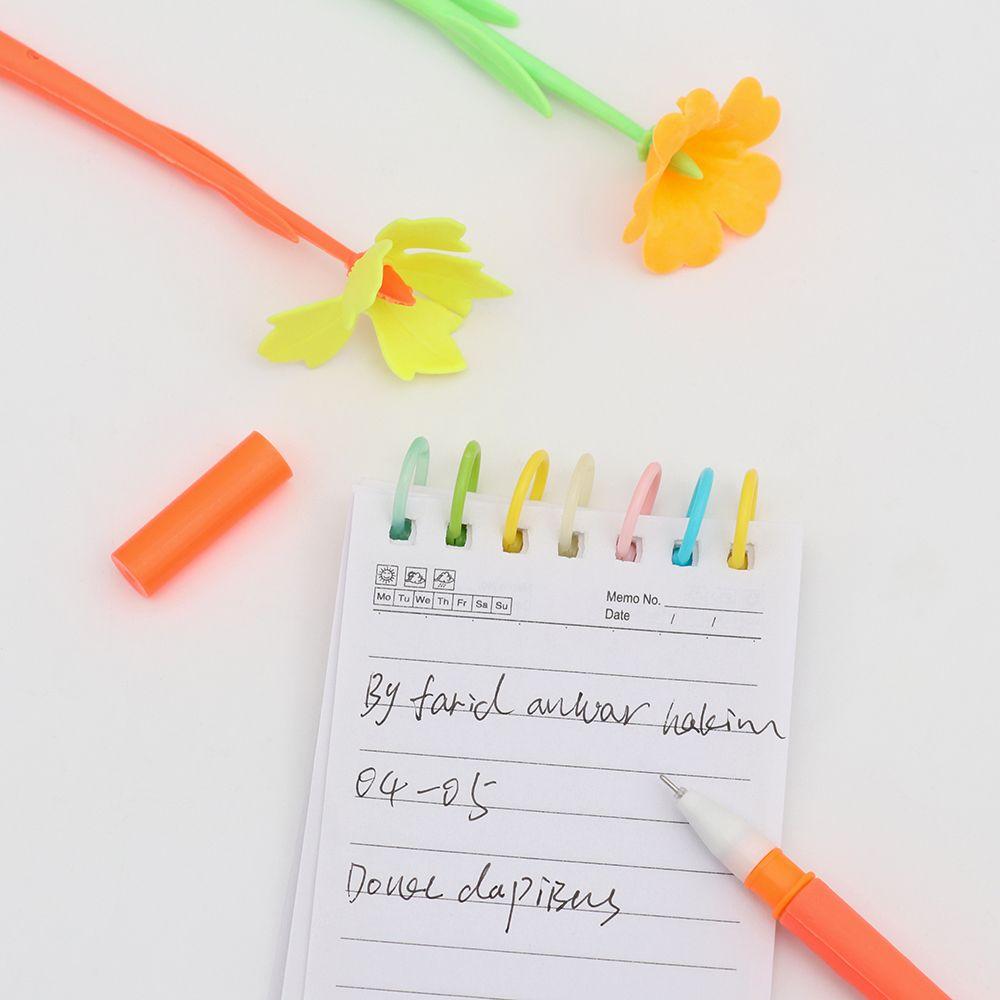 5PCS Soft Silicone Flowers Gel Pens Colorful Flowers Ballpoint Pen 0.38mm Black Ink Pen School Office Stationary For Kids Gift