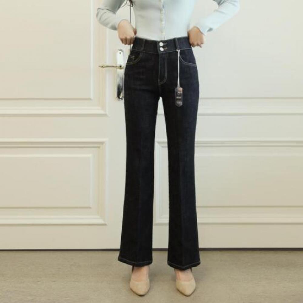 New Arrivals OPen Run High Waist SPring Office Look Stretch Dark Denim Bootcut P