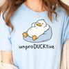 unproDUCKtive Lazy Duck Shirt | Funny Chilling Duck Tee | Couch Potato Pun T-Shirt | Sarcastic Introvert Gift | Cute Animal Pun Apparel
