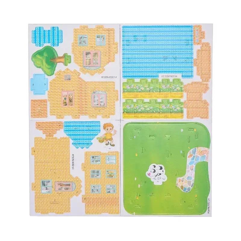 3 יחידות פאזל בניין תלת-ממדי 3D צעצועי מודל פאזל נייר ידני DIY קוביות בניין צעצוע חינוכי מתנות לילדים