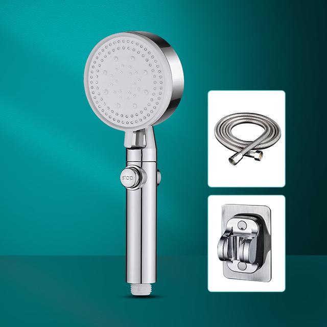 5-speed Ajustable High-pressure Shower Head One-key Stop Water Water-saving Hand-held Shower Head with Hose Bathroom Accessories