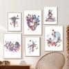 Aquarell Blumen Anatomie Poster und Druck Physiologie Spritze Stethoskop Herz Lunge Wandkunst Leinwand Malerei Innenraum Dekor