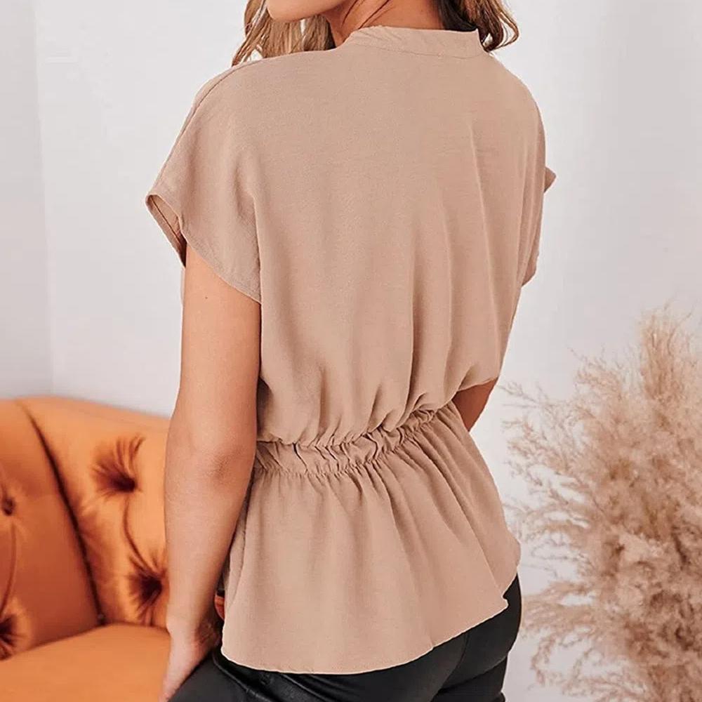 Womens Button Down Blouses Casual Peplum Summer Tops Dressy Chiffon Work Blouse