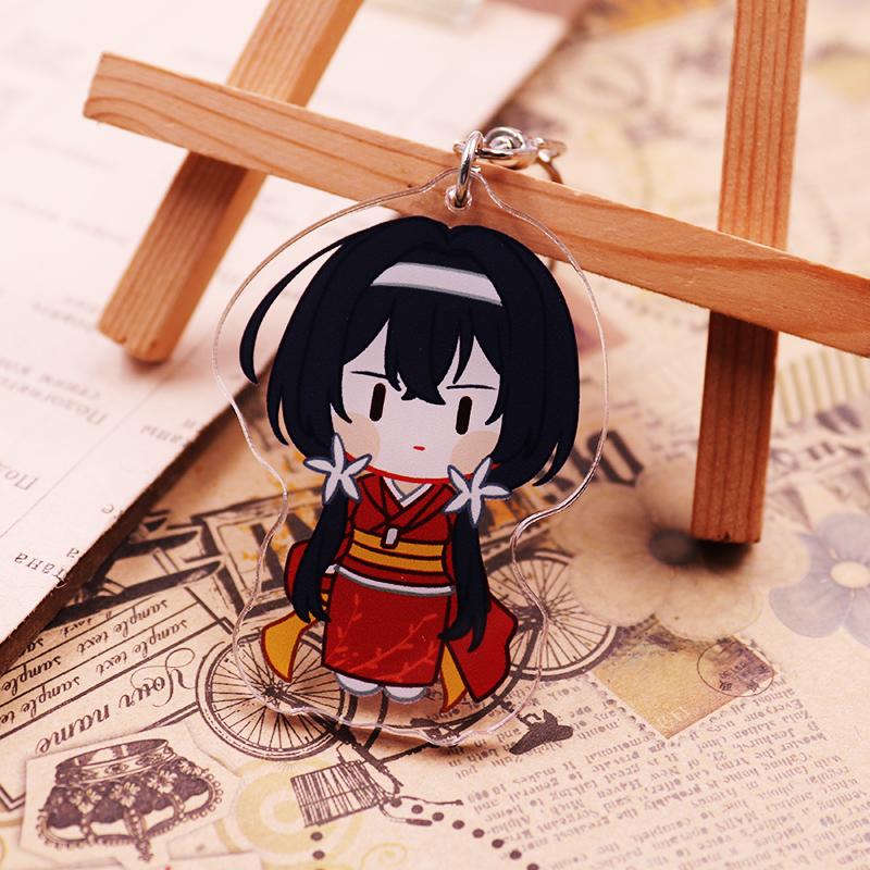 Action Bungo Stray Dogs Keychain Playthings Q Version Nakajima Atsushi Yosano Akiko Kunikida Doppo Mori Ogai Plastic Key Ring Present Toy