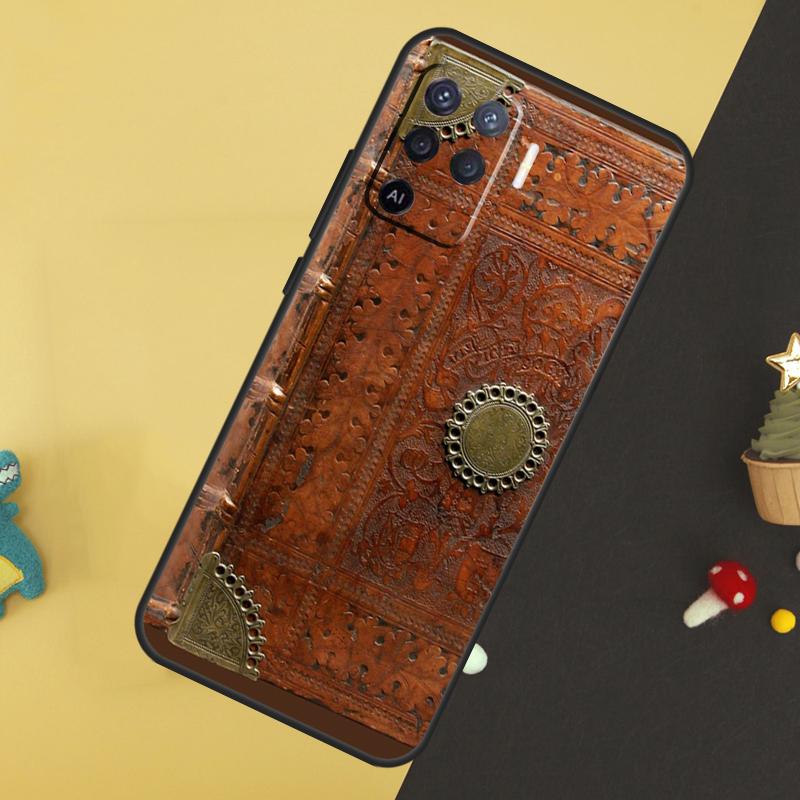 Brown Tooled Leather Pattern Case For Oppo A58 A78 A98 A18 A38 A74 A94 A54 A15 A17 A57 A6 A5 Pro A16 A76 A96 A40 A60 A80
