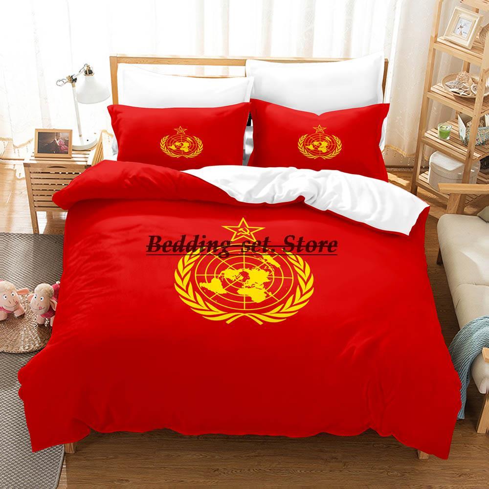 Red Soviet Socialist Republic USSR Flag Bedding Set Single Twin Full Queen King Size Bed Set Aldult Kid Bedroom Duvetcover Sets