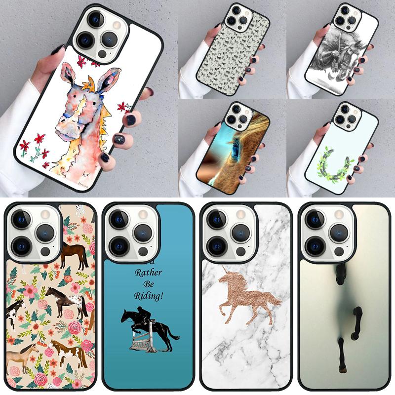 Horse Pony Painted Phone Case For iPhone 17 Air 16 16e 15 13 14 Pro Max 11 12 Plus 2022 MAX Shell Cover coque