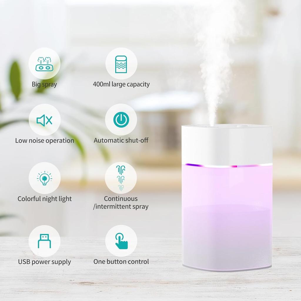 Small Plant Humidifier Bedroom Cold Mist Humidifier Office Car Desktop Mini Personal Humidifier Travel Portable Humidifier White