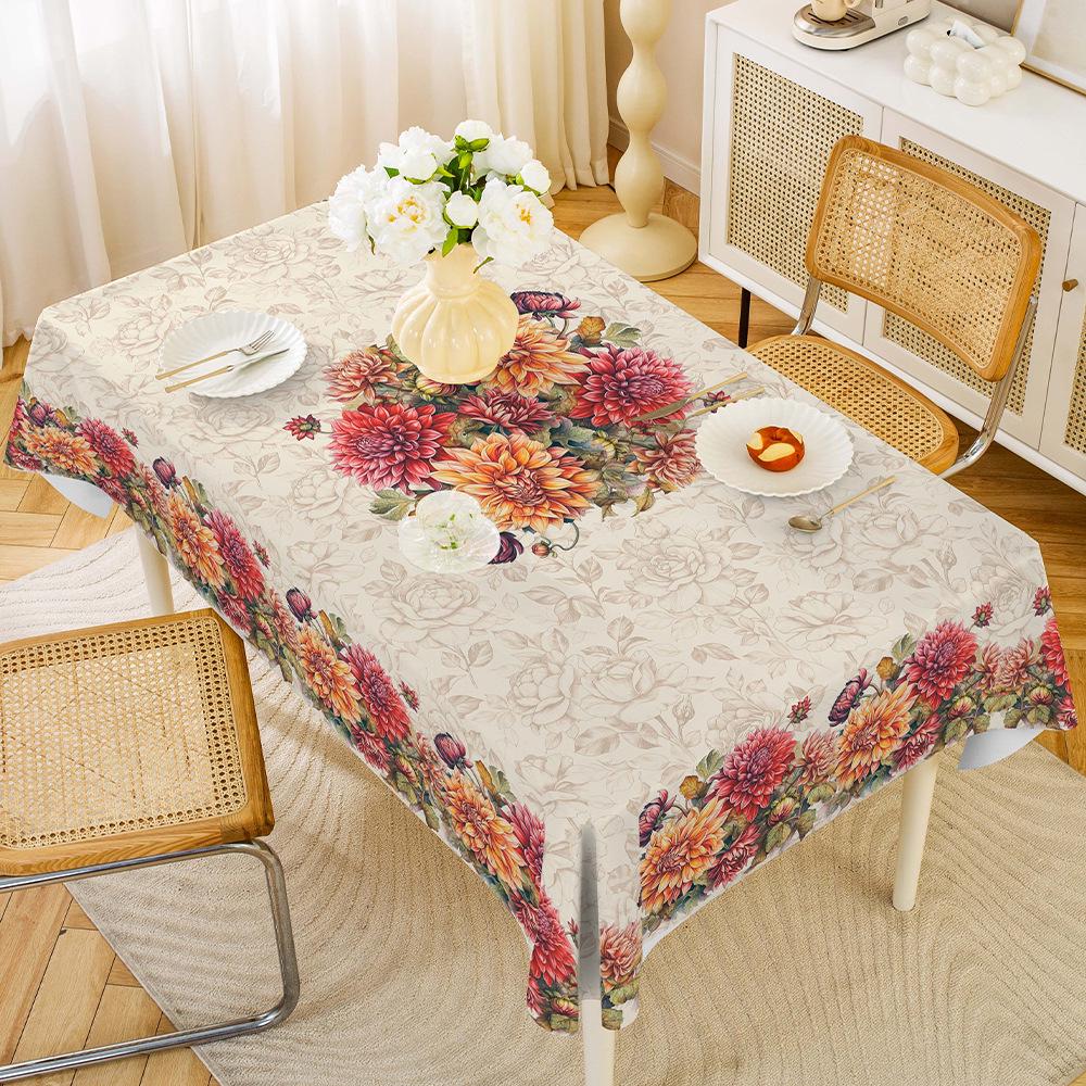 Central Asian Russian PVC Dining Tablecloth, Oil & Scald-Proof, Wash-Free, for Rectangular Tables.