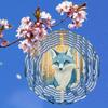 2D Snow Forest Blue Fox Wind Chime Mandala Metal Hanging Ornament for Garden Patio Outdoor Decoration No Battery Needed