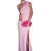 Women's new sexy slanted shoulder split skirt fashionable three-dimensional flower slim European and American dress women's wholesale