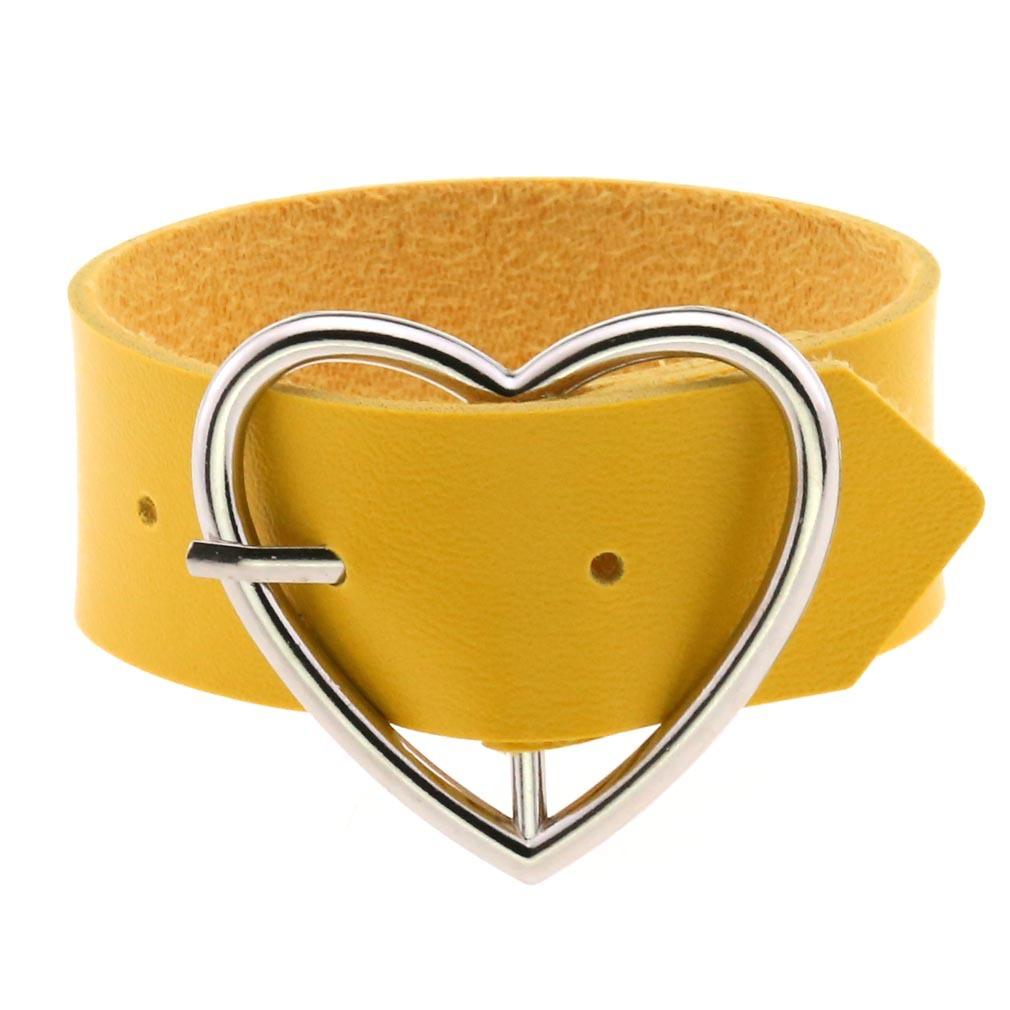 Black Leather Heart Bracelet for Women Goth Cuff Bracelet Gothic Rivet Buckle Wristband Vintage Rock Accessories