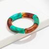 New Colorful Big Bamboo Tube Beads Acrylic Bracelets Bangle for Women Men Boho Stretch Curved Resin Bracelet Stack Jewelry Gifts