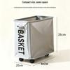 Compact Rolling Laundry Basket - Waterproof Fabric for Bedroom/Balcony - Clothes Organizer with Push-Pull Design