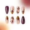Maple Leaf Desings Halloween Stick On Nail Thanksgiving Gift Almond False Nails for a Festive Autumn Nail Makeover