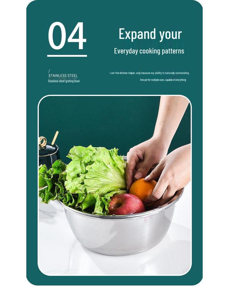 Stainless Steel 3-Piece Vegetable Cutter & Grater Set with Multifunctional Wash and Drain Basin