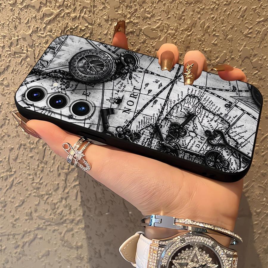 Case for Samsung Galaxy A52 A36 A05 A06 A25 A16 A23 A55 A37 A57 A15 A73 A51 A53 A17 Phone Cover A41 A13 A50 A12 A70 Retro Map