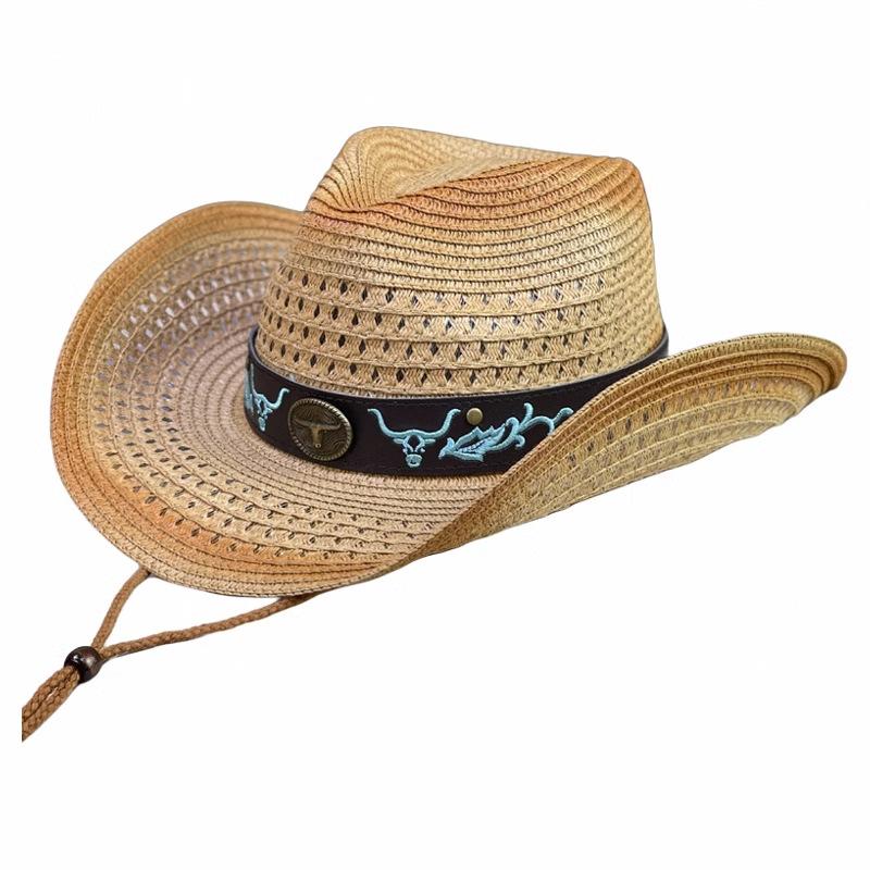New jazz straw hat women's summer outdoor travel shading vacation Tibetan hat western cowboy hat men