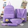 Four-piece Schoolbag Female Elementary School Student Crossbody Bag Middle School Student Backpack