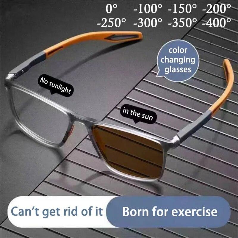 Fashion Photochromic Myopia Glasses Square Classic Women Men Glasses Anti Blue Light Sun Glasses Sports Eyewear Myopia Glasses