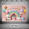 2D Pink Rainbow Birthday Backdrop Kids Party Photo Booth Background