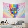Colorful Retro Microphone Design Pattern Wall Hanging Tapestry Decorative Tapestry Home Decor for Bedroom and Living Room