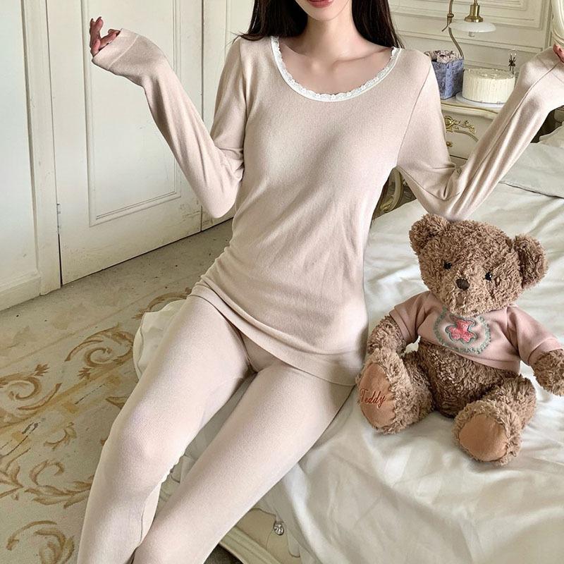 99 Seamless Thermal Underwear Acrylic Heating Round Neck Elastic and Comfortable Primer Set Winter Long-sleeved Long Johns