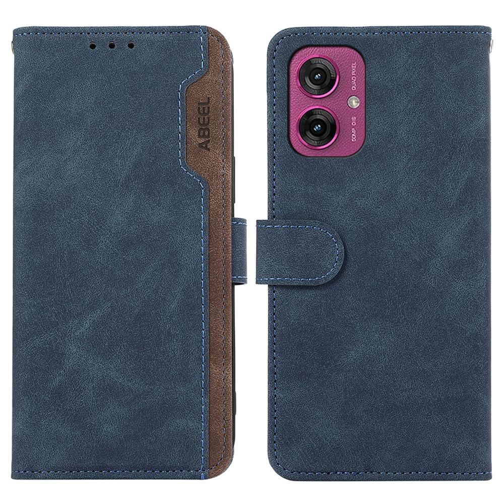 

ABEEL For Motorola Moto G55 5G Case Color Splicing Leather Flip Phone Cover RFID Blocking Blue