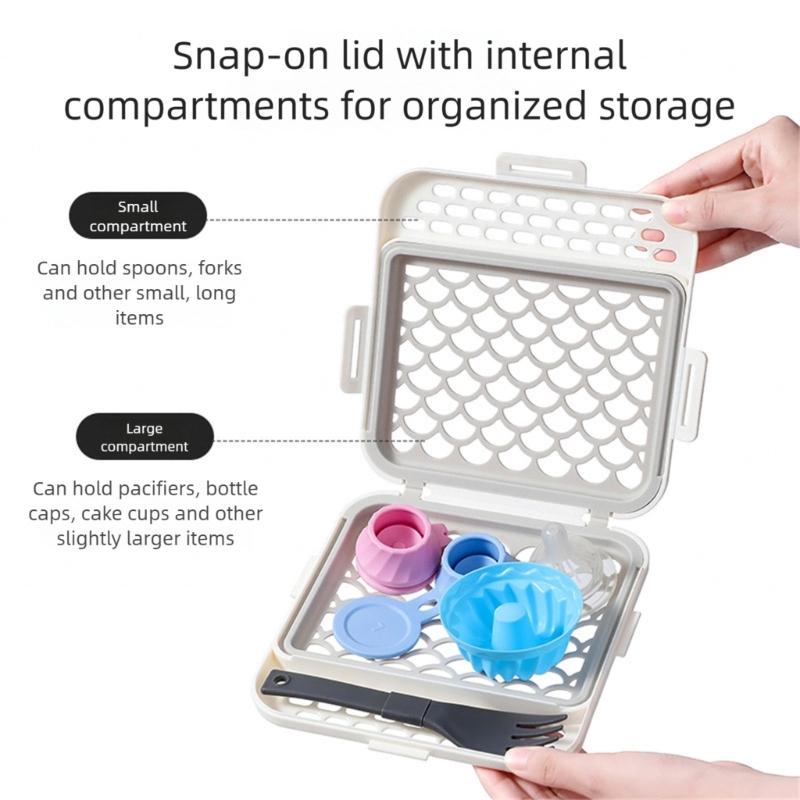 Silicone Dishwasher Utensils Holder Elastic Meshes Designs Storage Basket for Cutlery Cups Heat Resistant Materials China Mainland