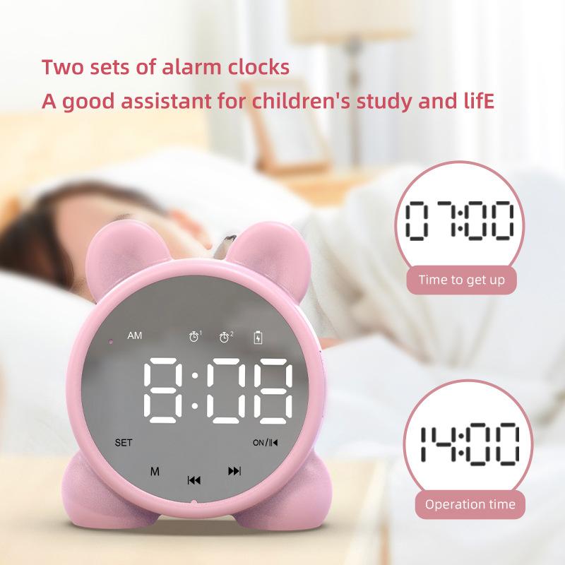 Table Clock Bluetooth Wireless Audio Mini LED Mirror Digital Alarm Clock Temperature Weekend Display Desk Clock