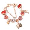 Pan's Rose Gold European Style Princess Crown Heart Pendant Bracelet for Women - DIY Customizable Series.